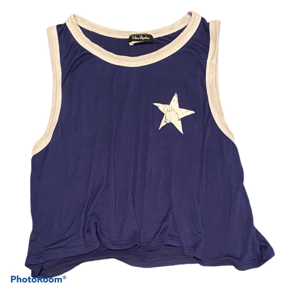 Navy crop tank